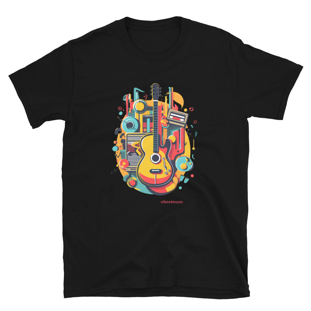 abstract guitar music black graphic t-shirt