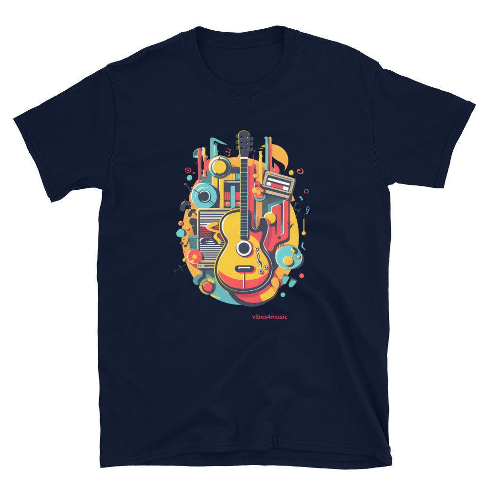 abstract guitar music blue graphic t-shirt
