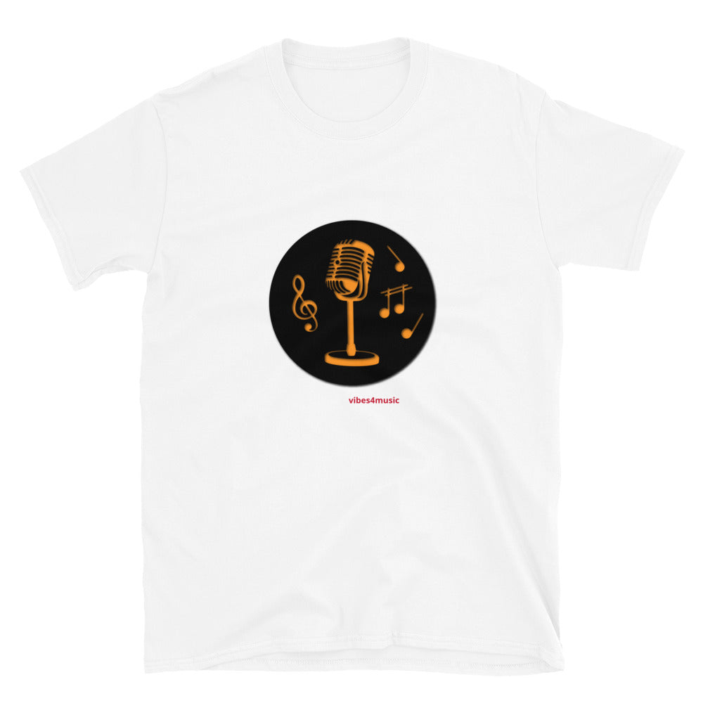 gold singer music microphone white  graphic t-shirt