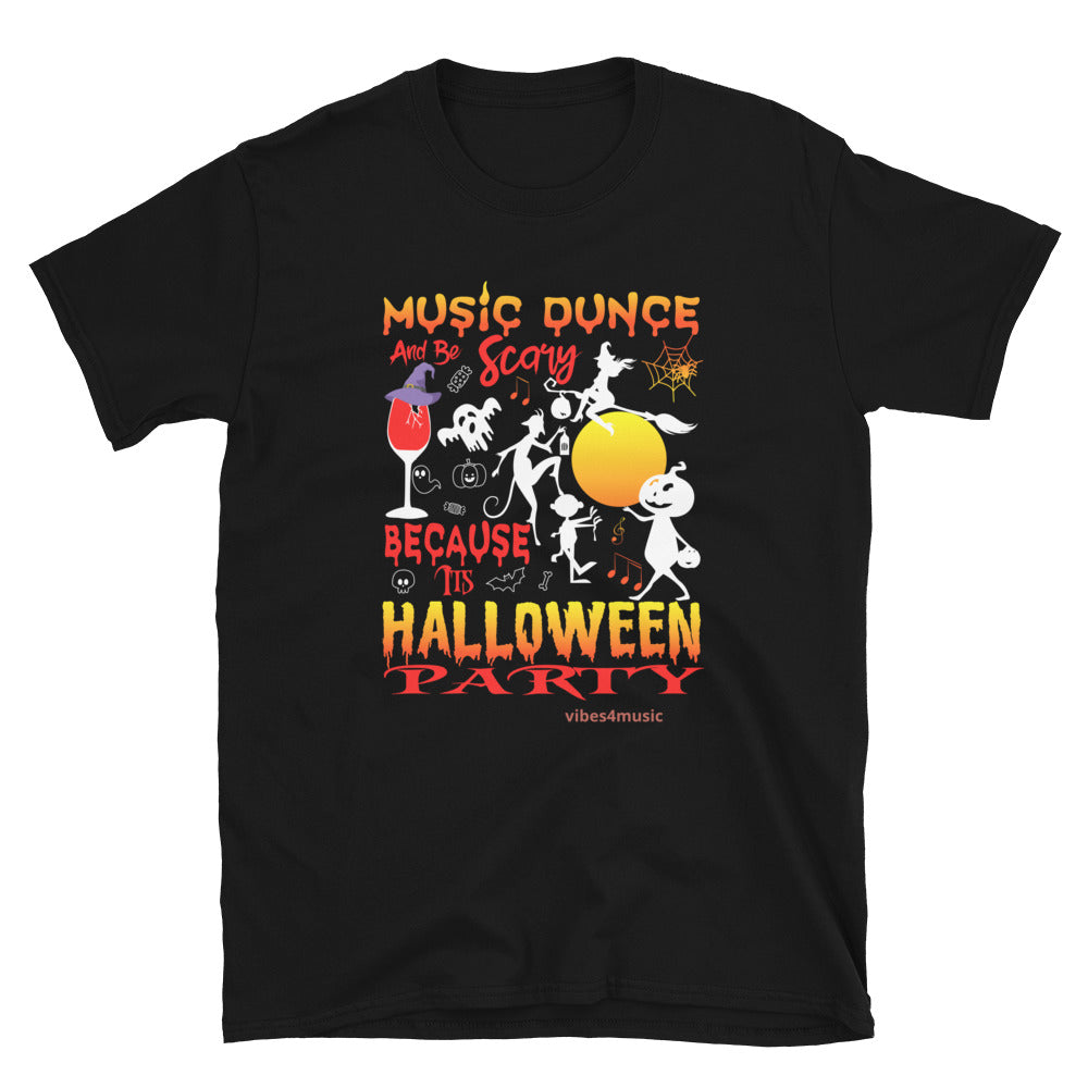 halloween music dance party black graphic t-shirt