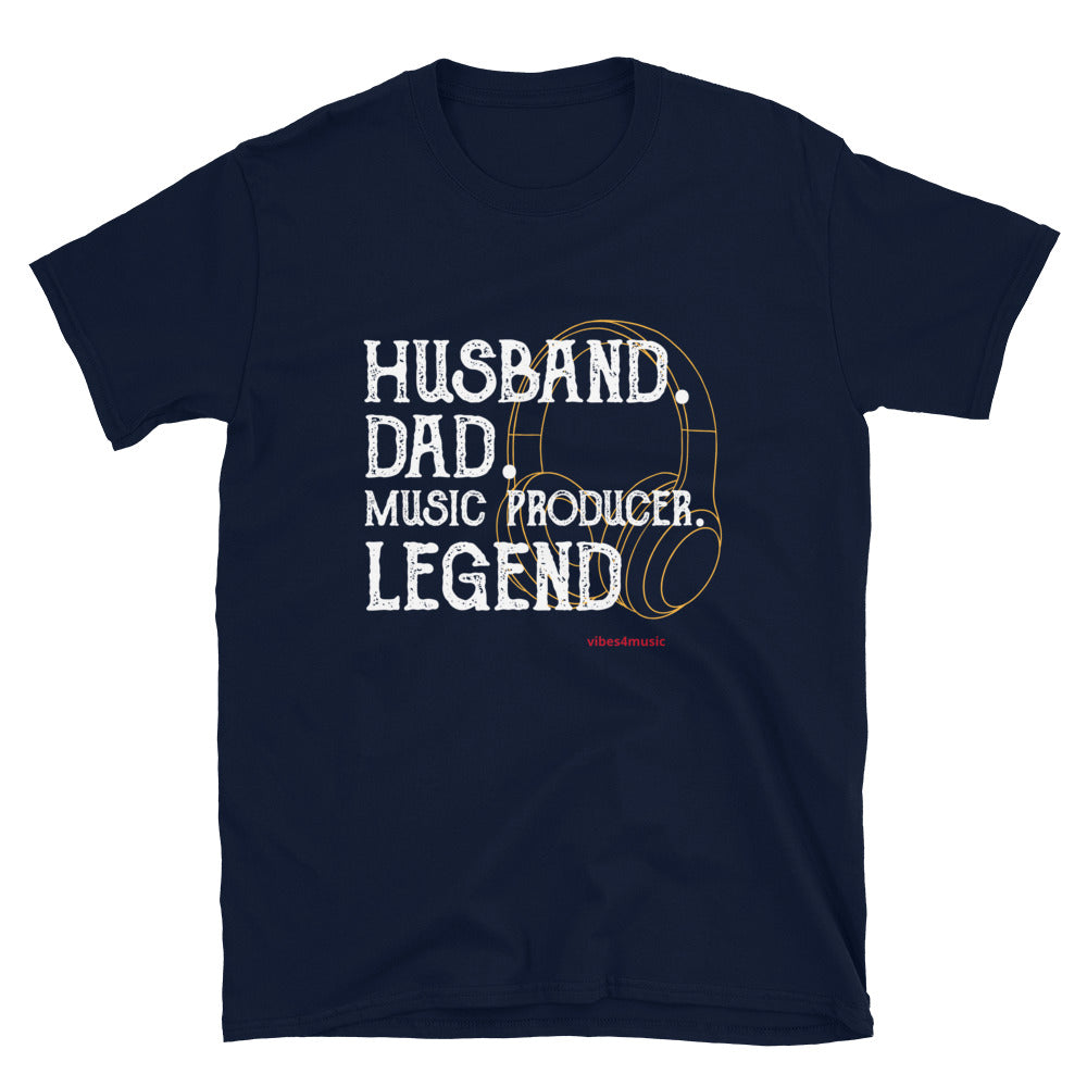 husband dad music producer legend navy blue graphic t-shirt
