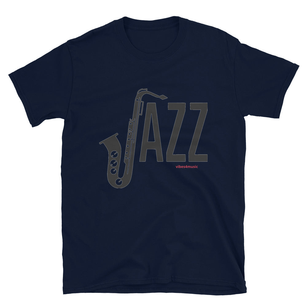jazz music saxophone navy blue graphic t-shirt