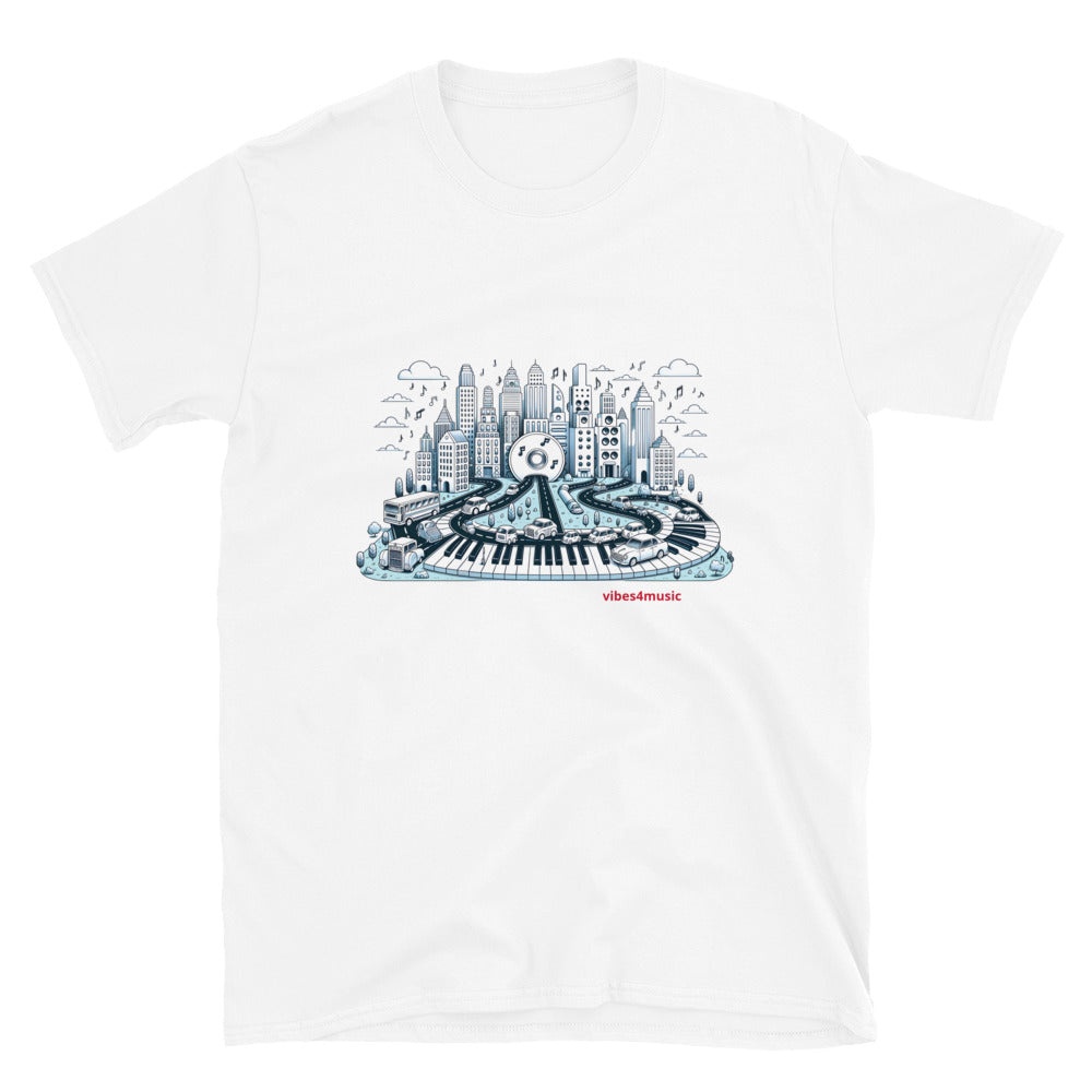 music city landscape white graphic t-shirt