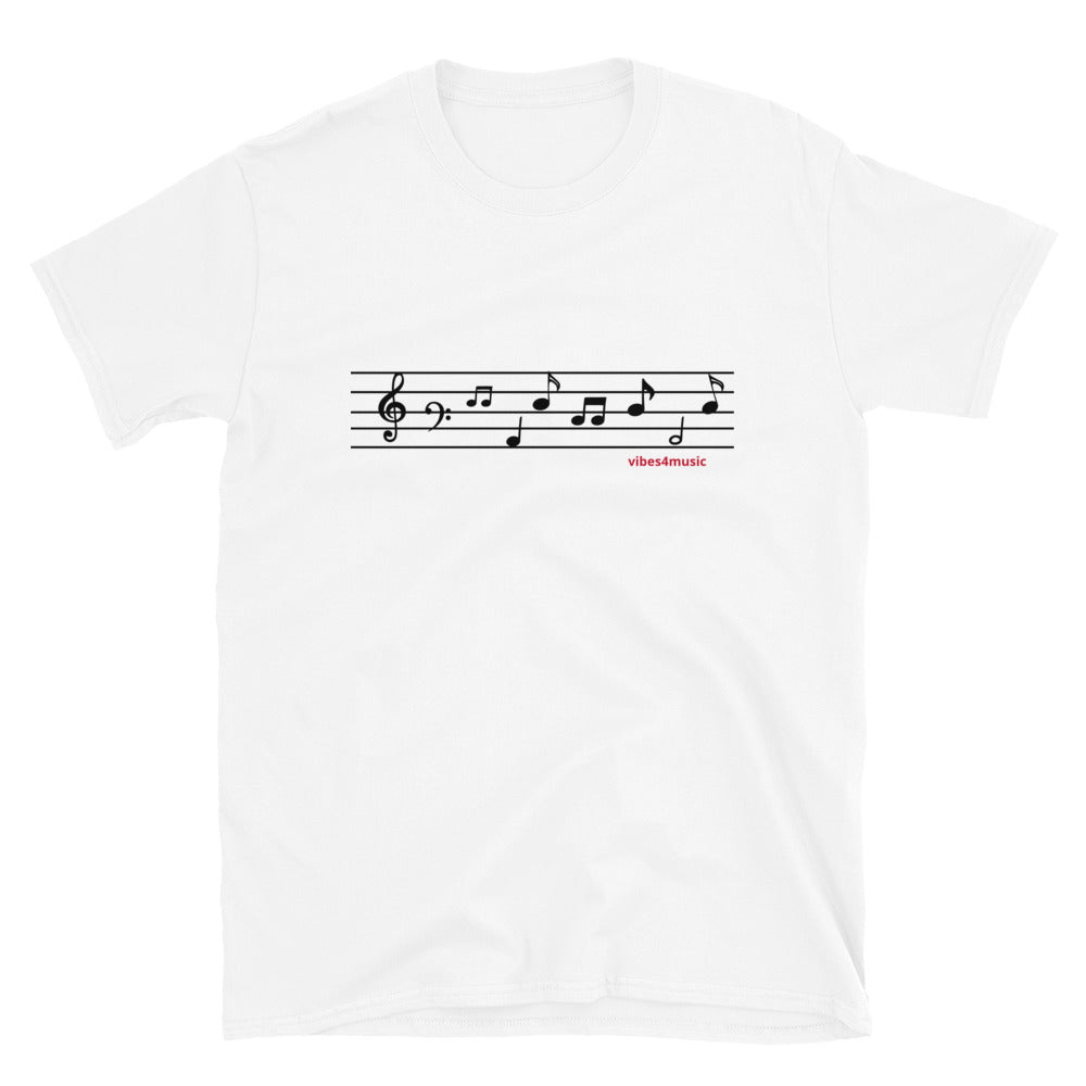 music note scale white graphic t-shirt