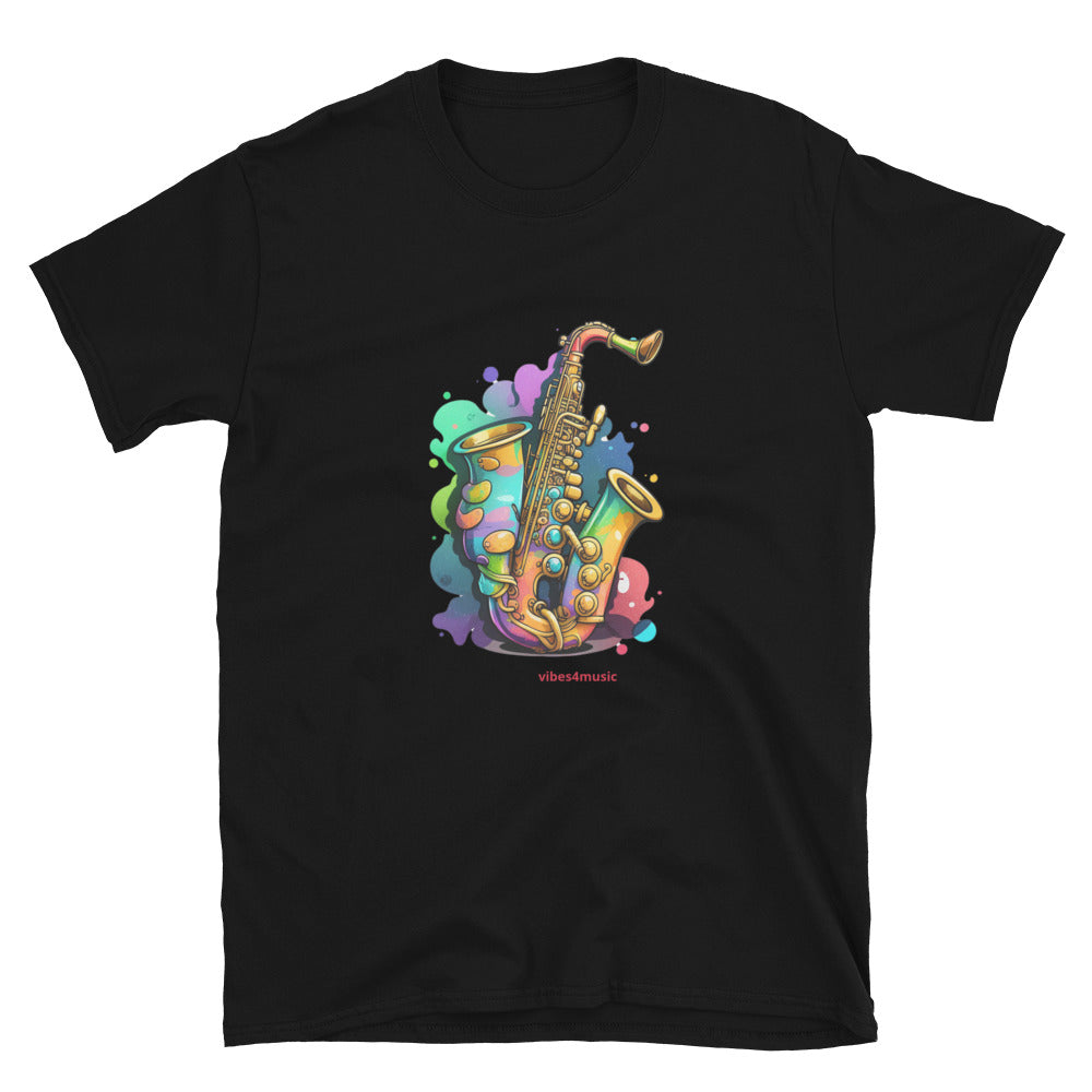 saxophone retro black music t-shirt