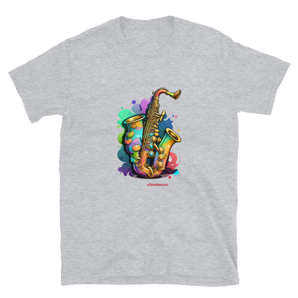 saxophone retro grey music t-shirt