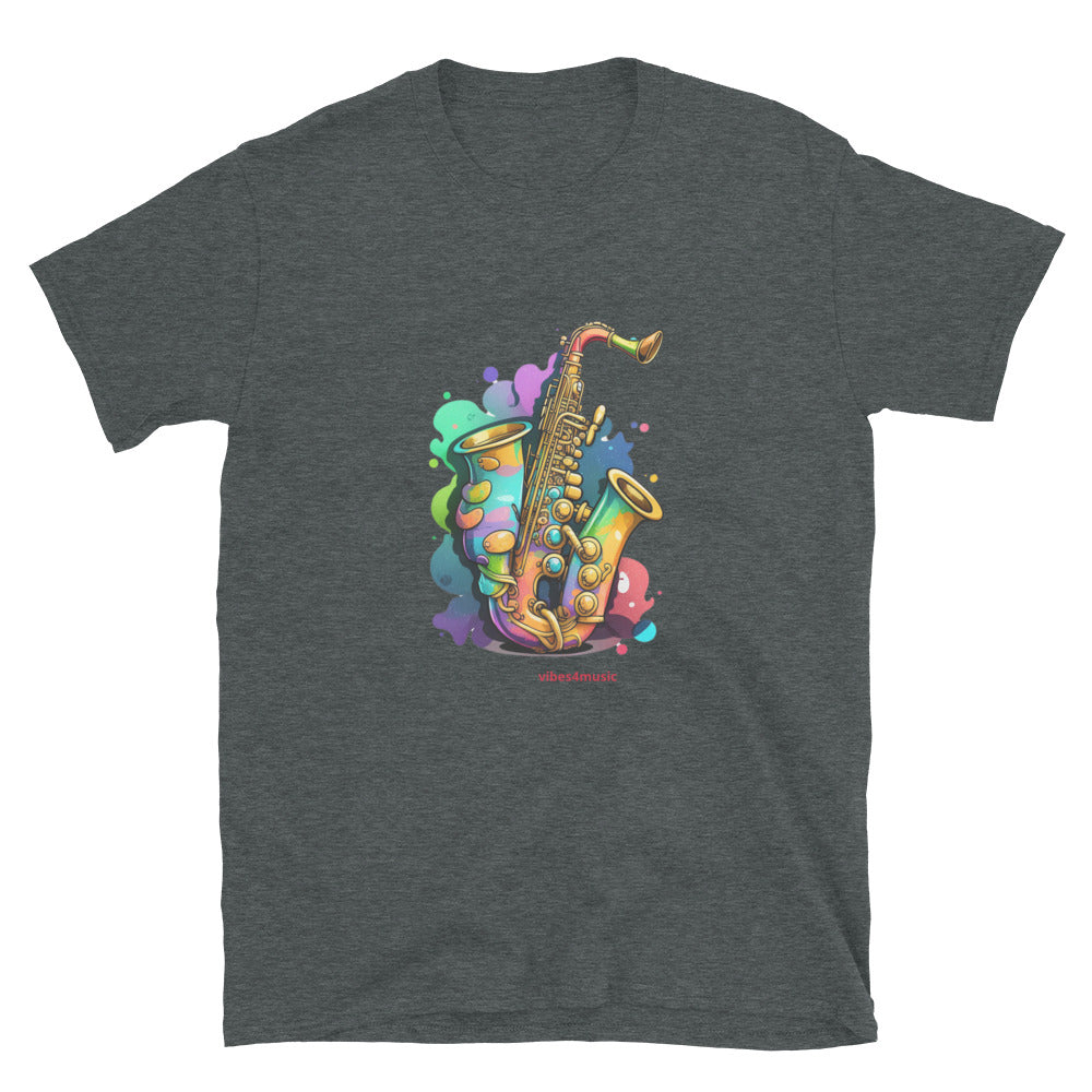 saxophone retro heather grey music t-shirt