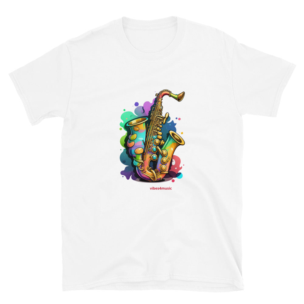 saxophone retro white music t-shirt