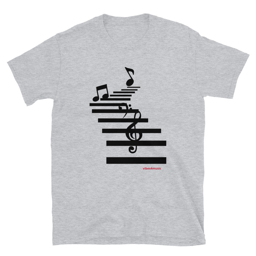 stairs music note grey graphic t-shirt