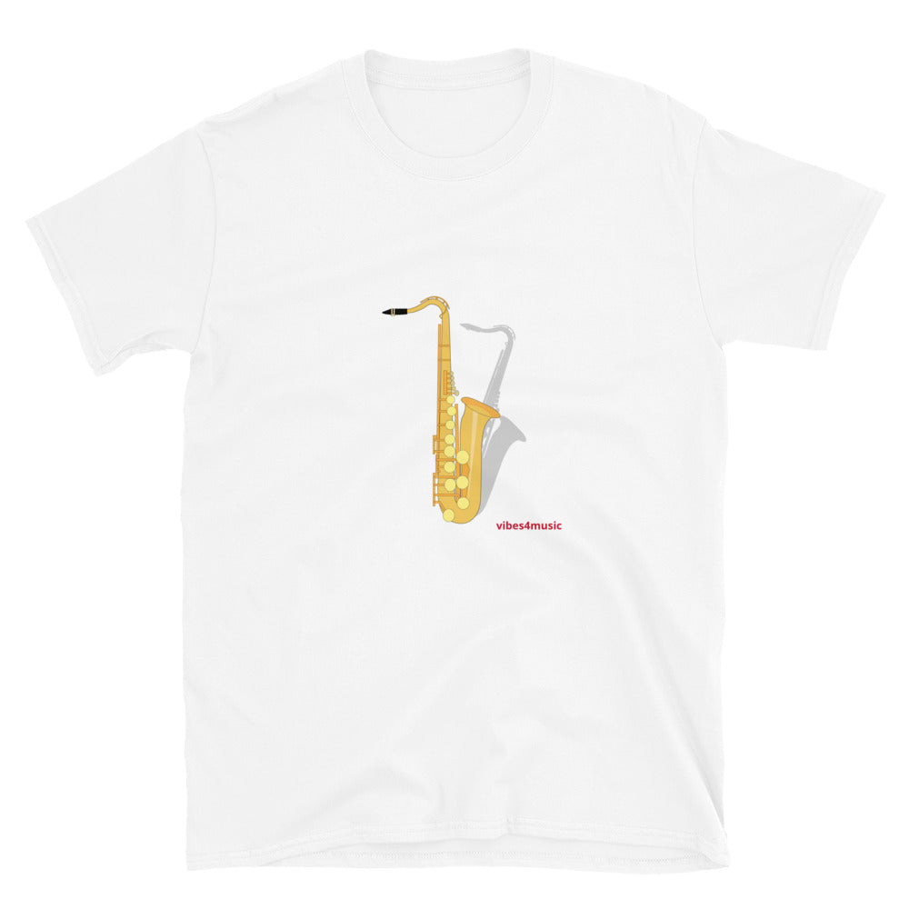 Shadow Saxophone White Graphic T-Shirt