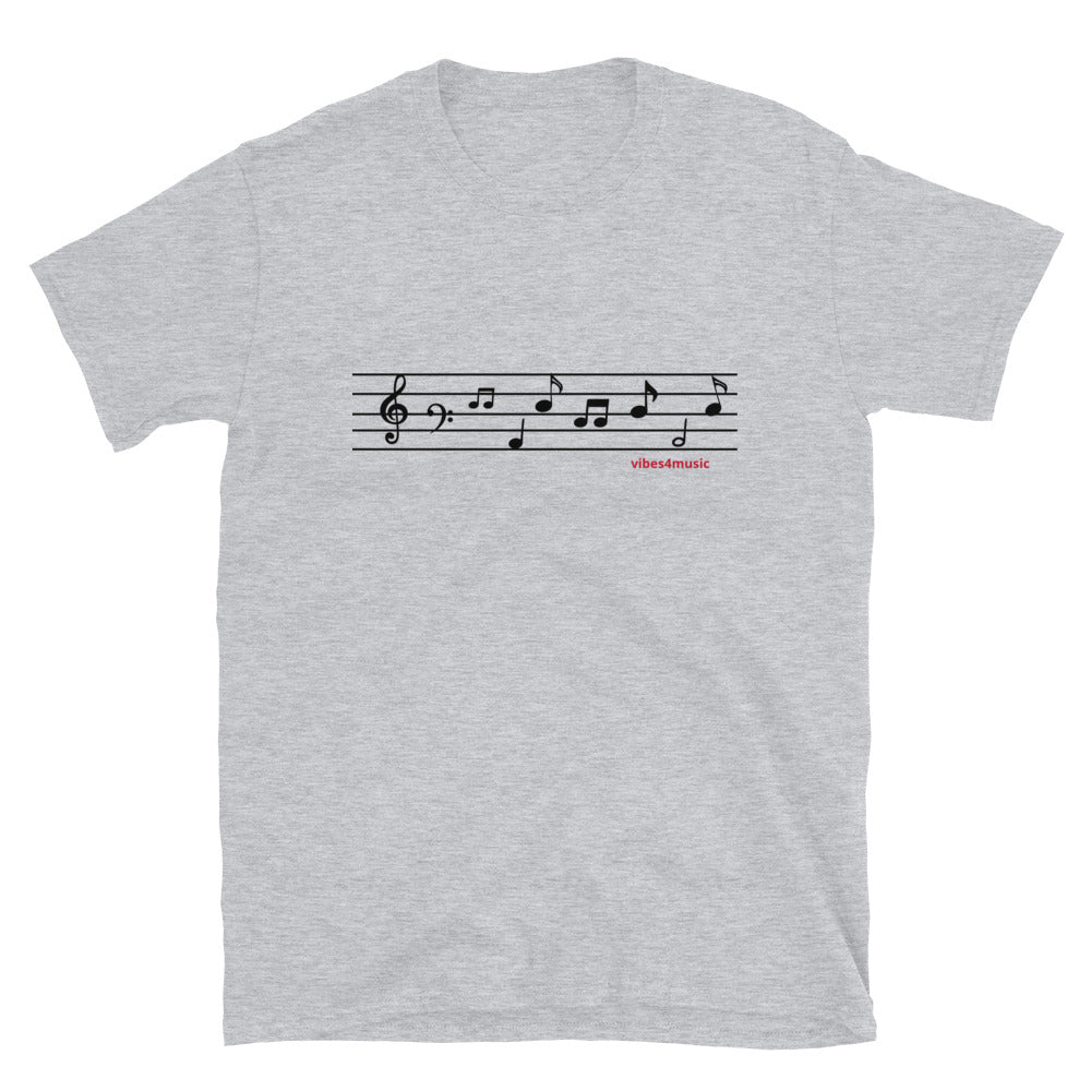 music note scale grey graphic t-shirt