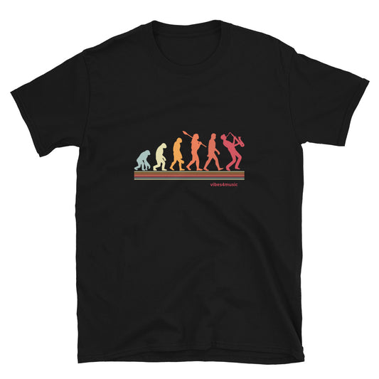 Saxophone Evolution Black Graphic T-Shirt
