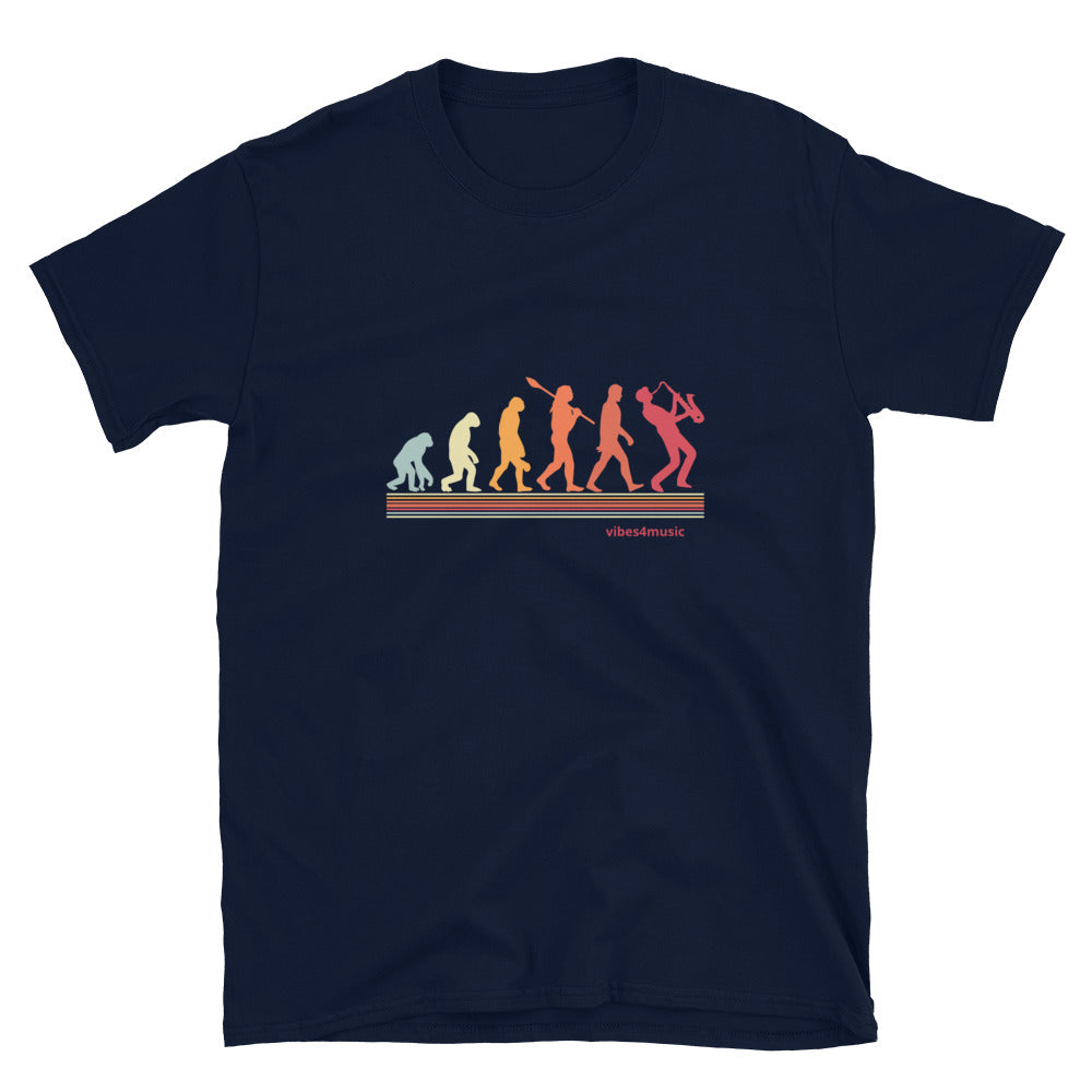 Saxophone Evolution Blue Graphic T-Shirt