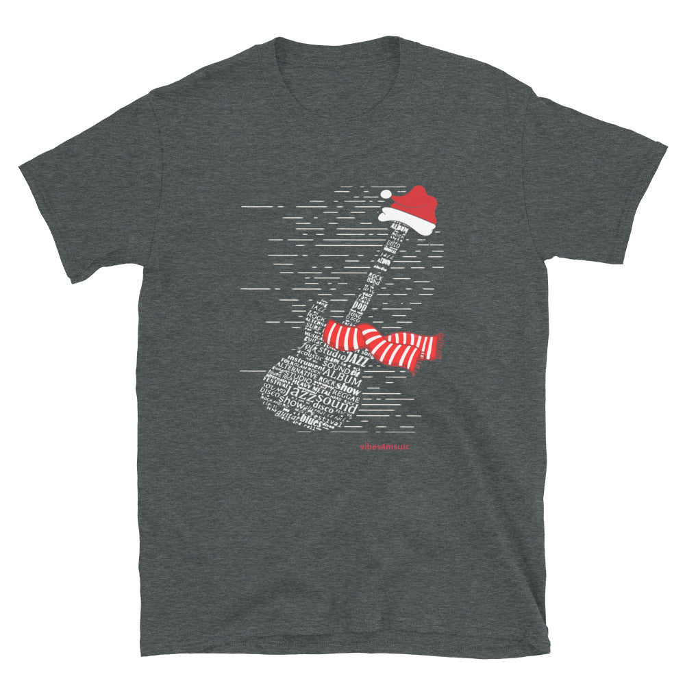 christmas guitar music heather grey graphic t-shirt