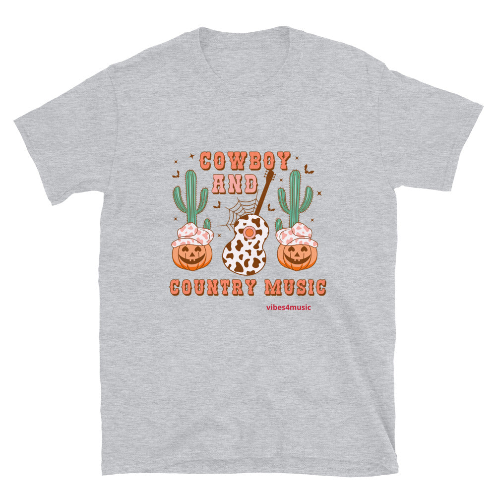 cowboy and country music halloween  grey graphic t-shirt