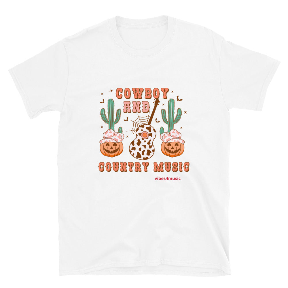 cowboy and country music halloween  white graphic t-shirt