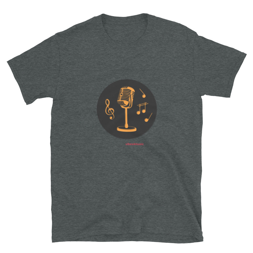 gold singer music microphone heather grey  graphic t-shirt