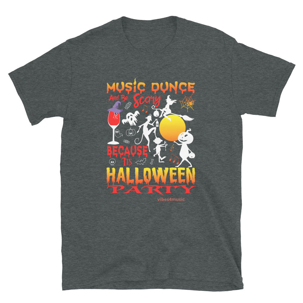 halloween music dance party heather grey graphic t-shirt
