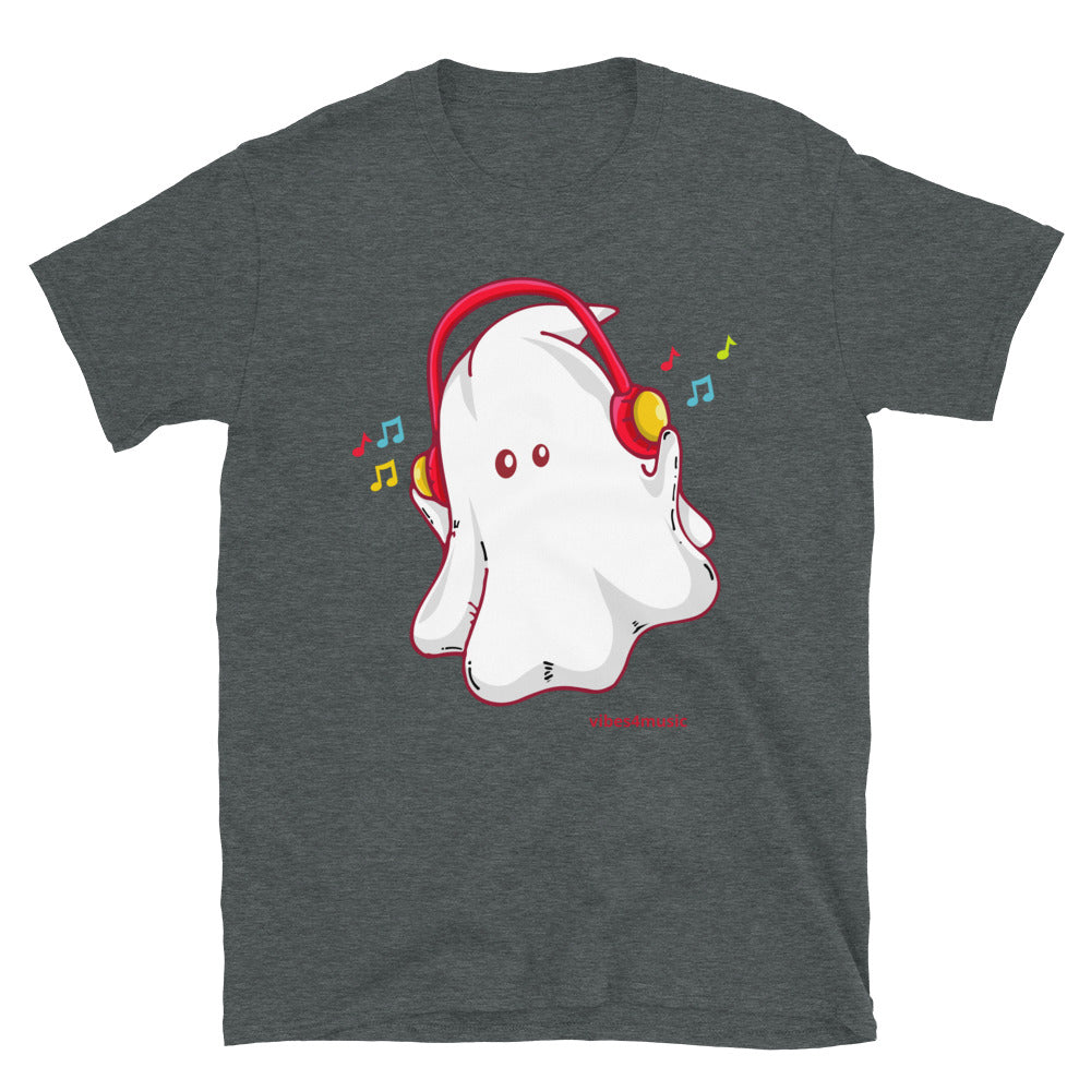 halloween music ghost music heather grey  graphic t-shirt 