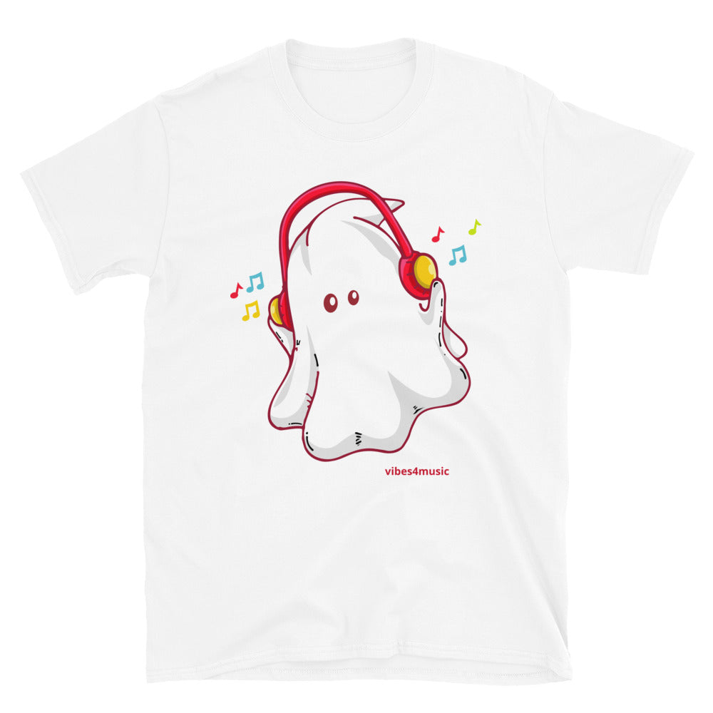 halloween music ghost music white  graphic t-shirt 