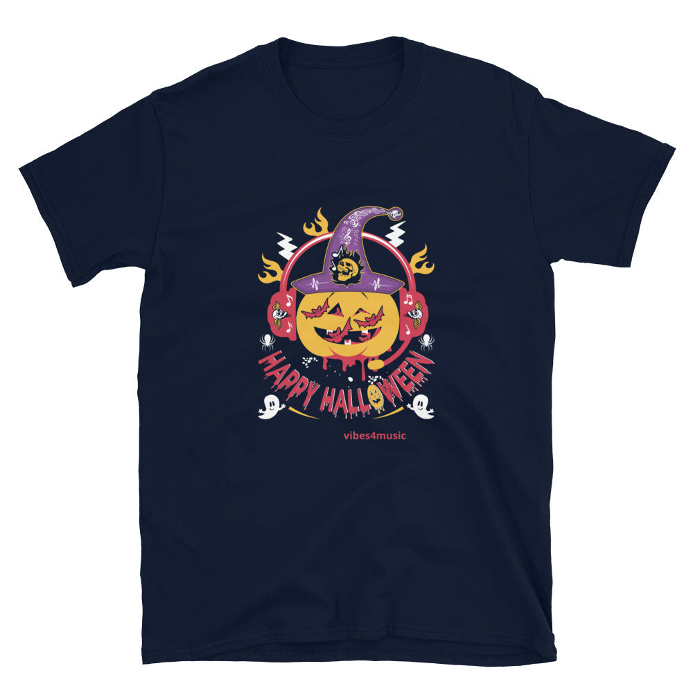 halloween music navy blue graphic t-shirt