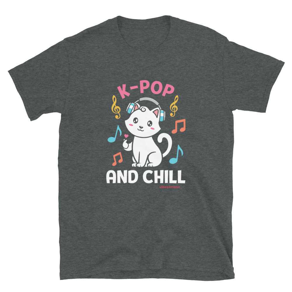 kpop music cat heather grey graphic t-shirt 