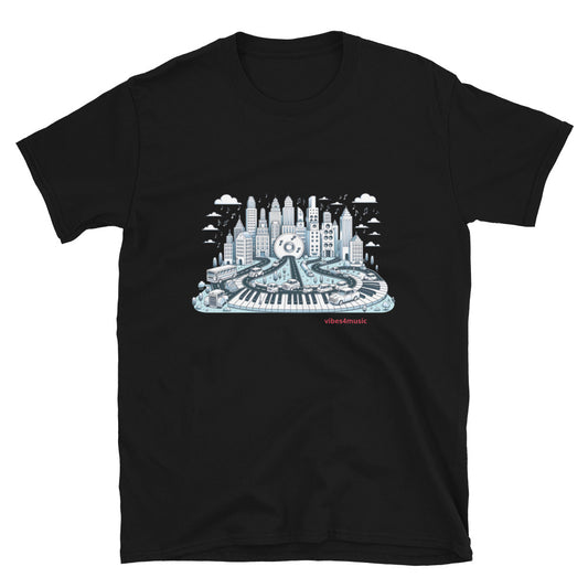 music city landscape black graphic t-shirt