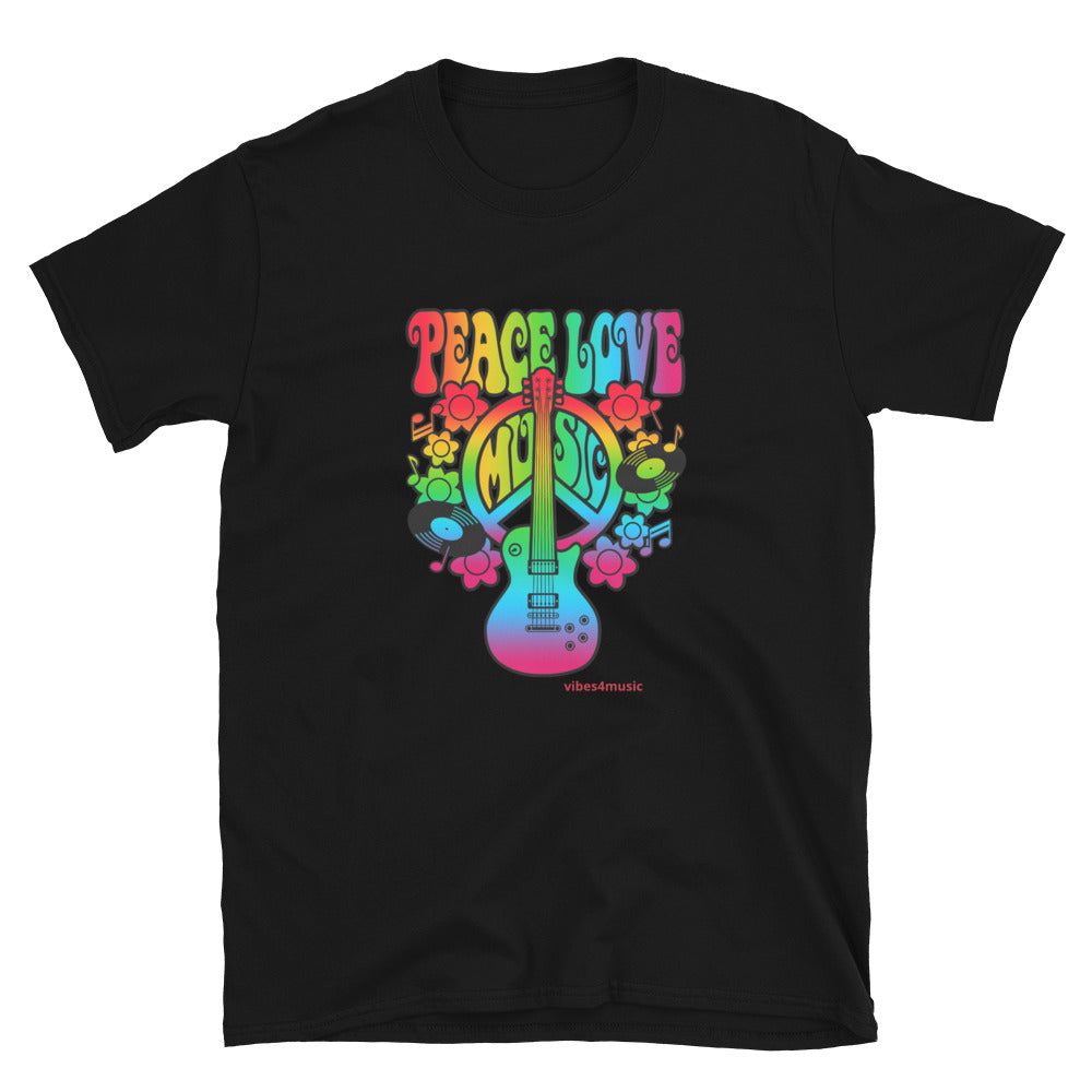 peace love music black graphic t-shirt
