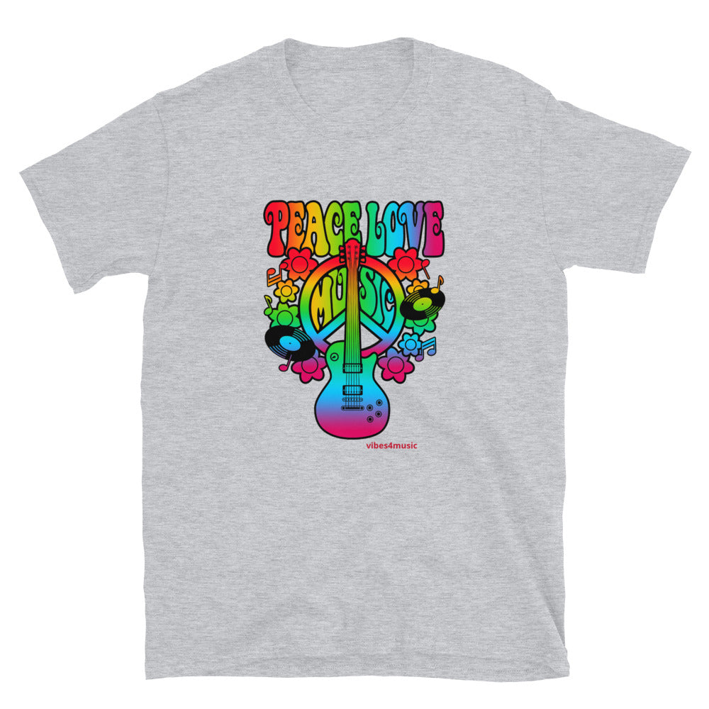 peace love music grey  graphic t-shirt