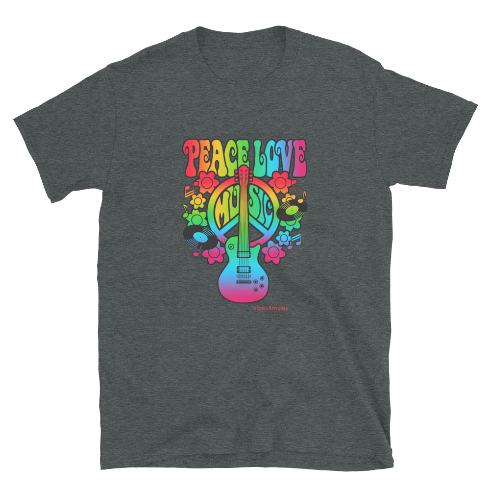 peace love music heather grey  graphic t-shirt