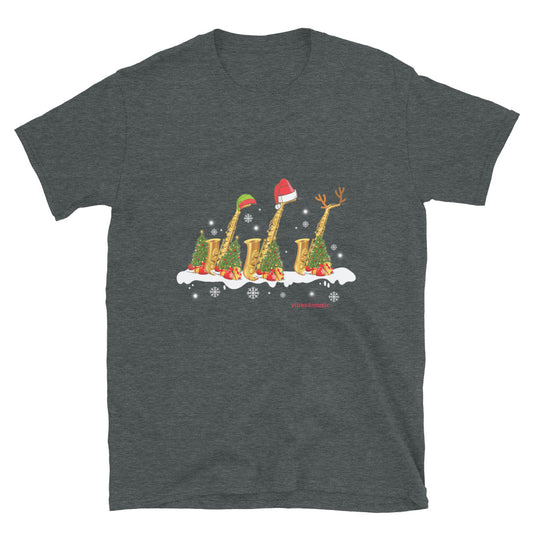 saxophone christmas heather grey music t-shirt