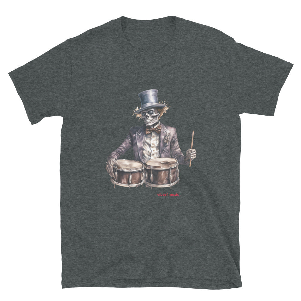 skeleton playing drums heather grey graphic t-shirt