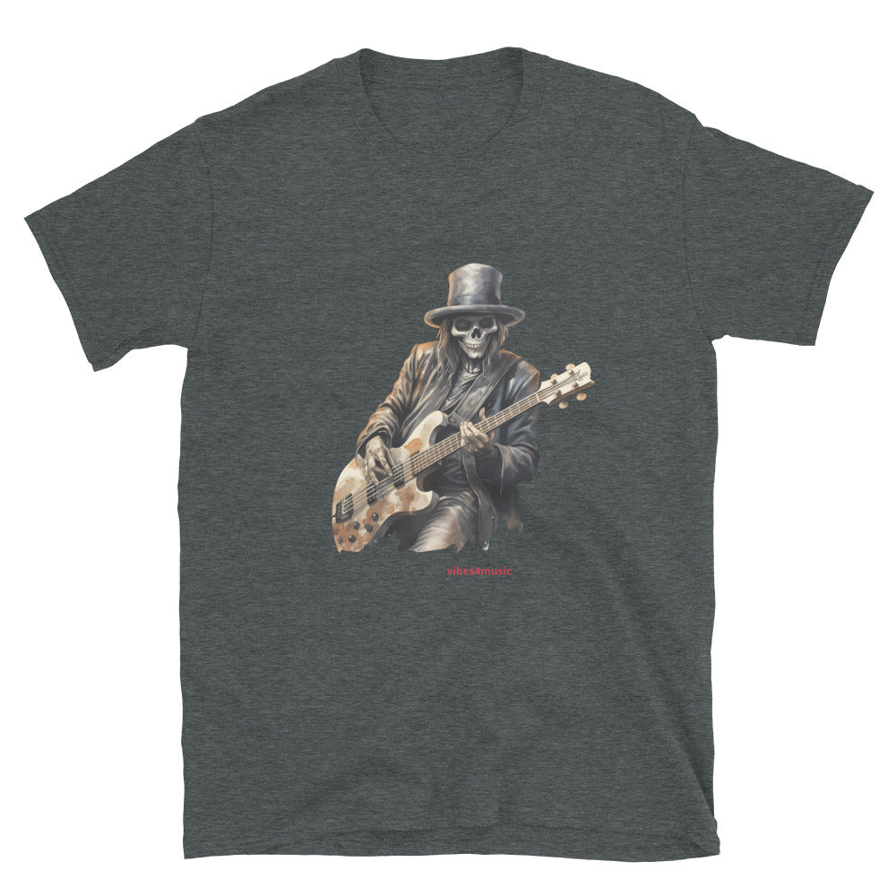 skeleton playing guitar music heather grey  graphic t-shirt  1