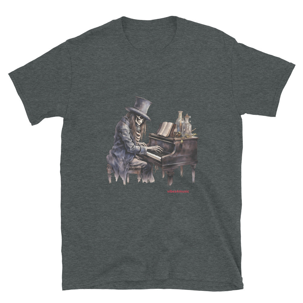 skeleton playing piano music heather grey graphic t-shirt 2
