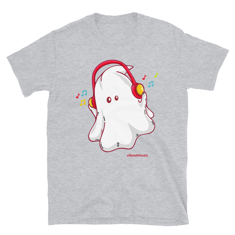 halloween music ghost music grey  graphic t-shirt 