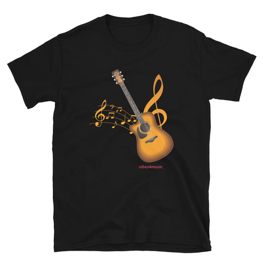 Vibes4Music Brown Acoustic Guitar | Music Theme Shirt