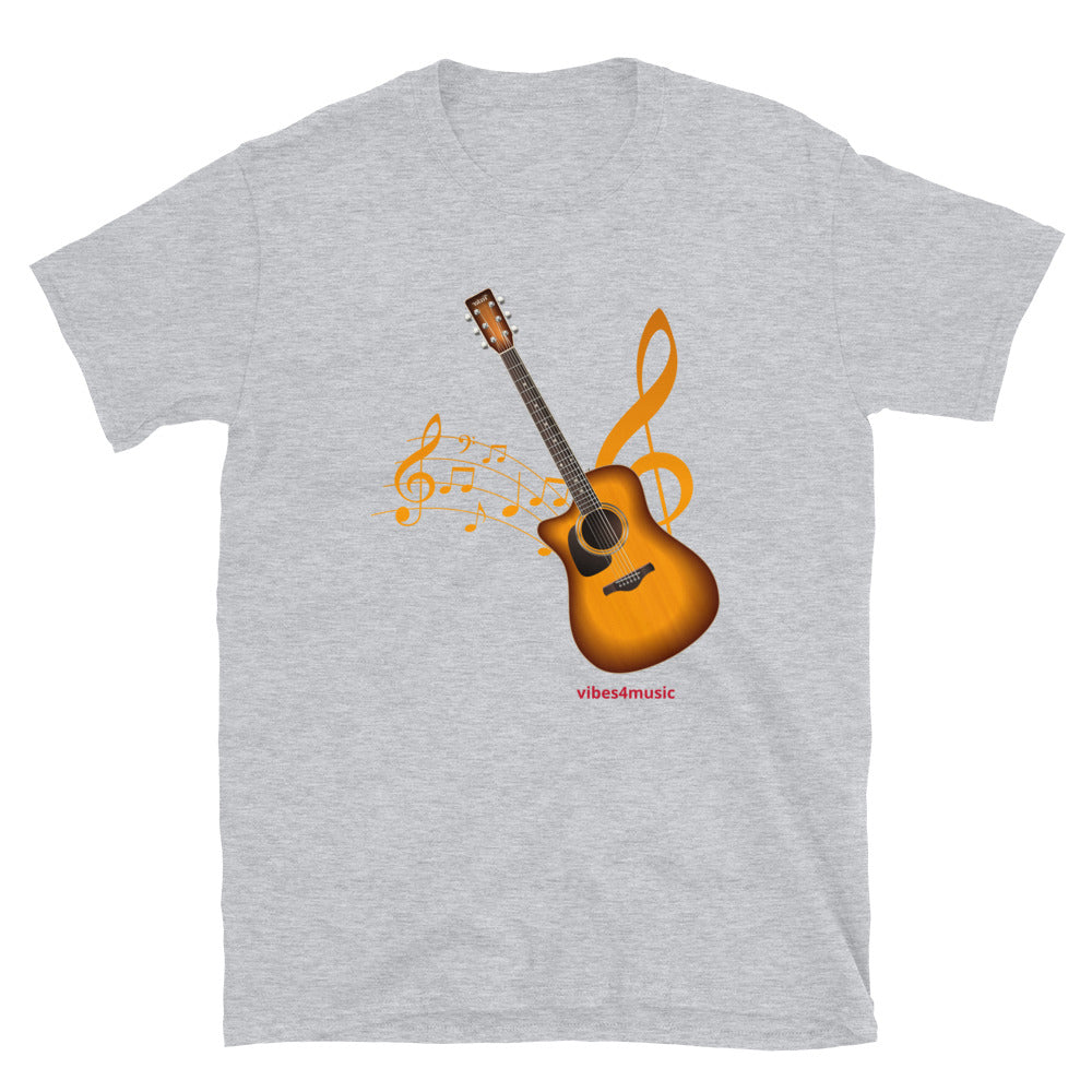 Vibes4Music Brown Acoustic Guitar | Music Theme Shirt