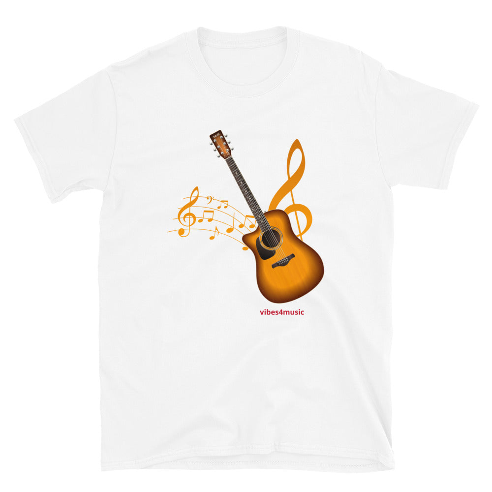 Vibes4Music Brown Acoustic Guitar | Music Theme Shirt