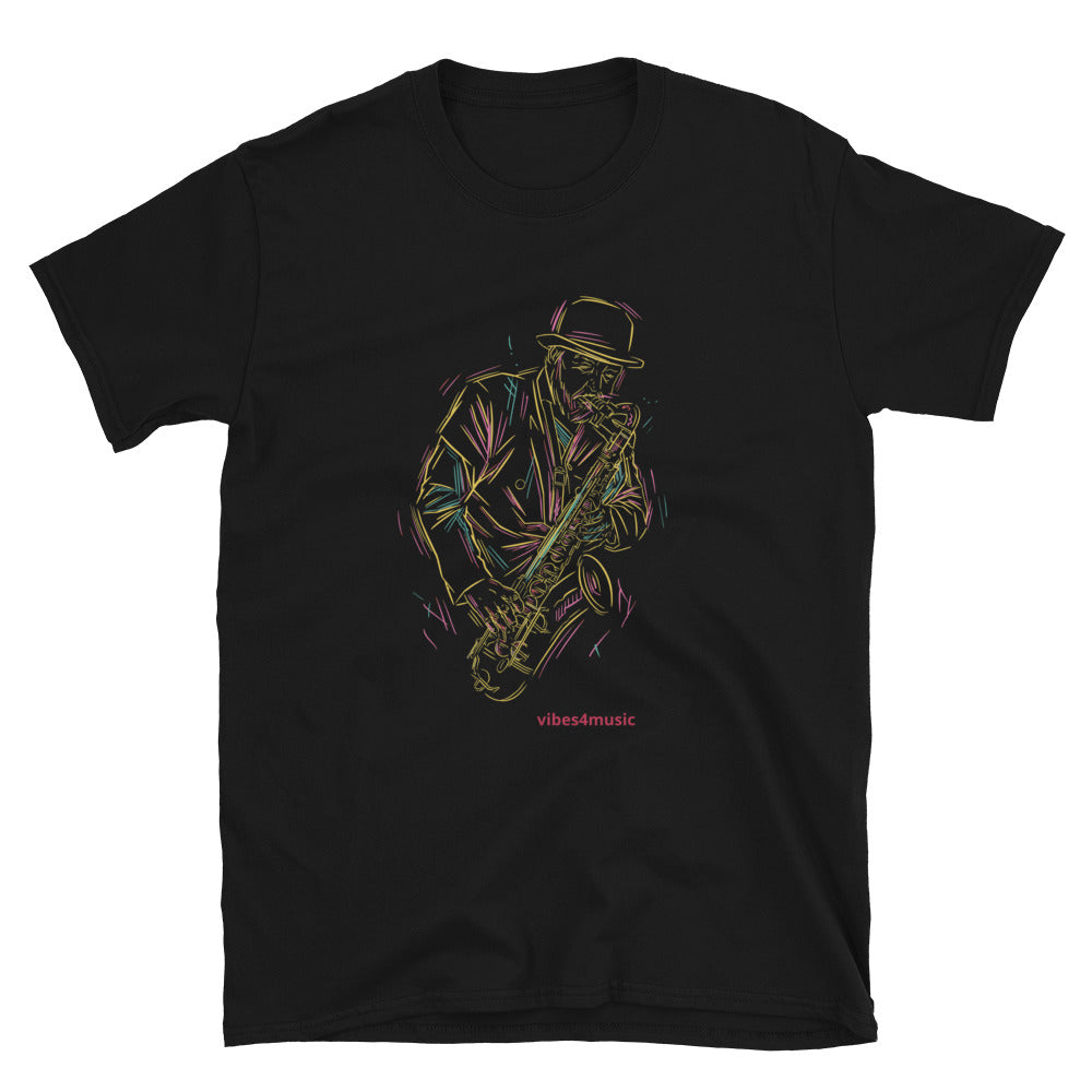 Multicolor Sketch Man Playing Saxophone