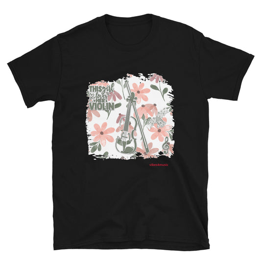 This Girl Loves Her Violin Floral Print