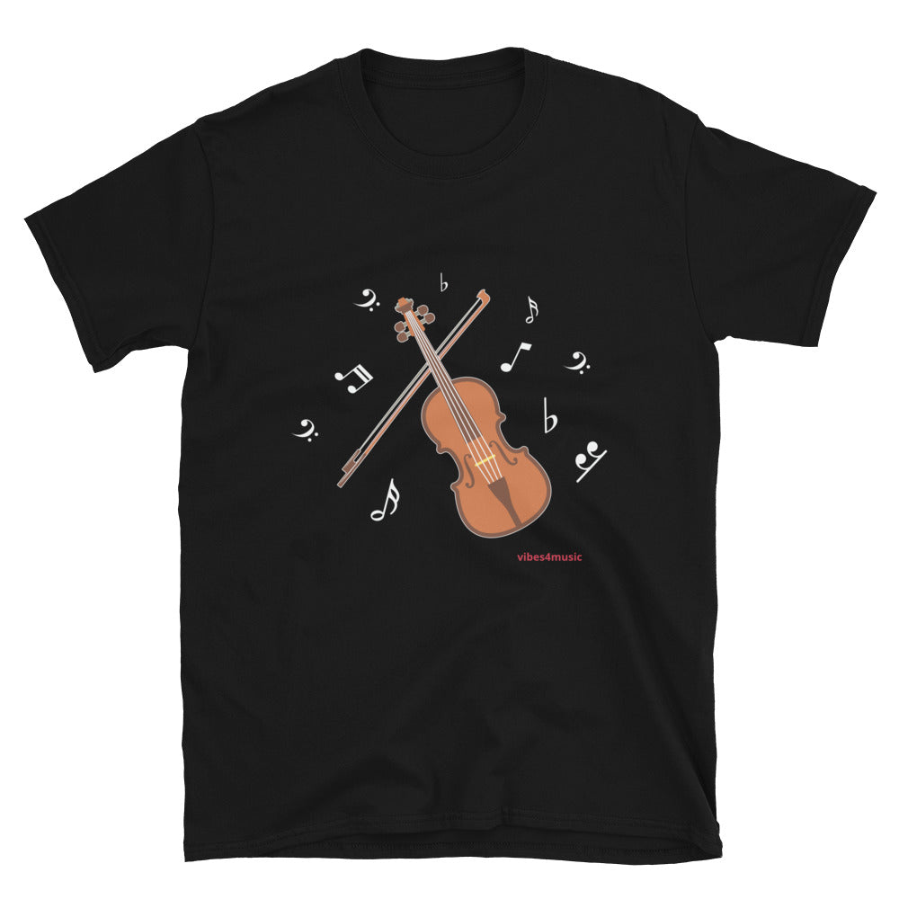 Vibes4Music Unisex T-Shirt with Brown Violin Music Notes Graphic