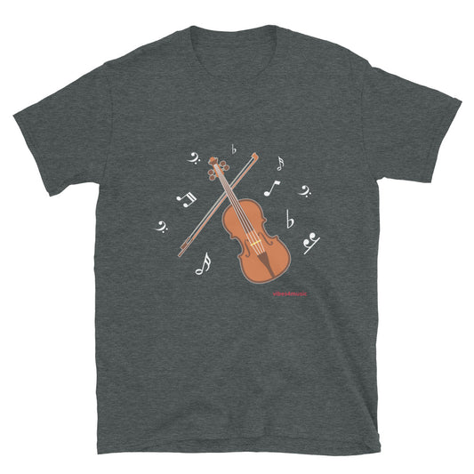 Vibes4Music Unisex T-Shirt with Brown Violin Music Notes Graphic