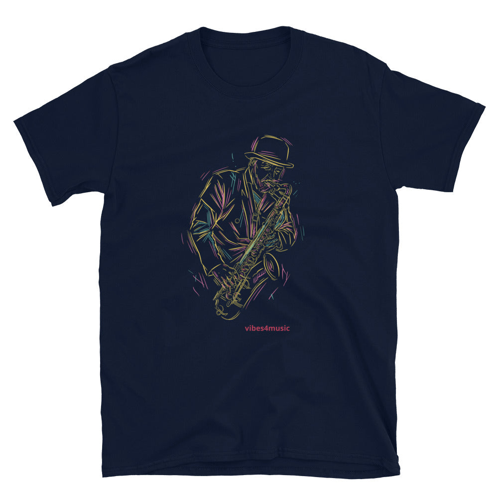 Multicolor Sketch Man Playing Saxophone